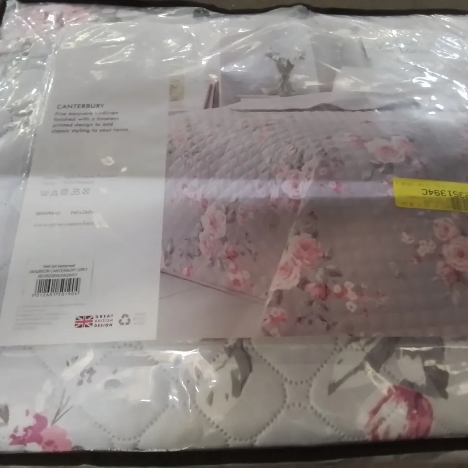 CATHERINE LANSFIELD CANTERBURY BEDSPREAD COLOUR GREY - 240CM X 260CM 