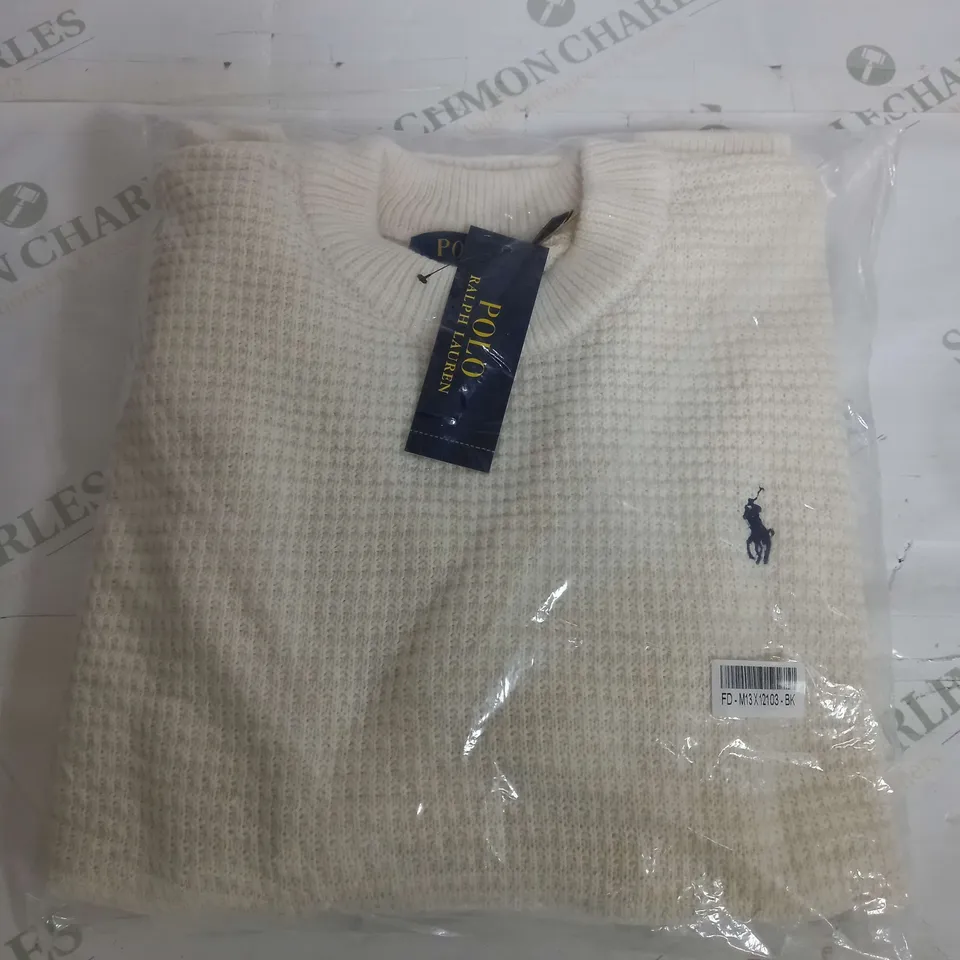 SEALED POLO RALPH LAUREN KNITTED CREAM JUMPER - MEDIUM