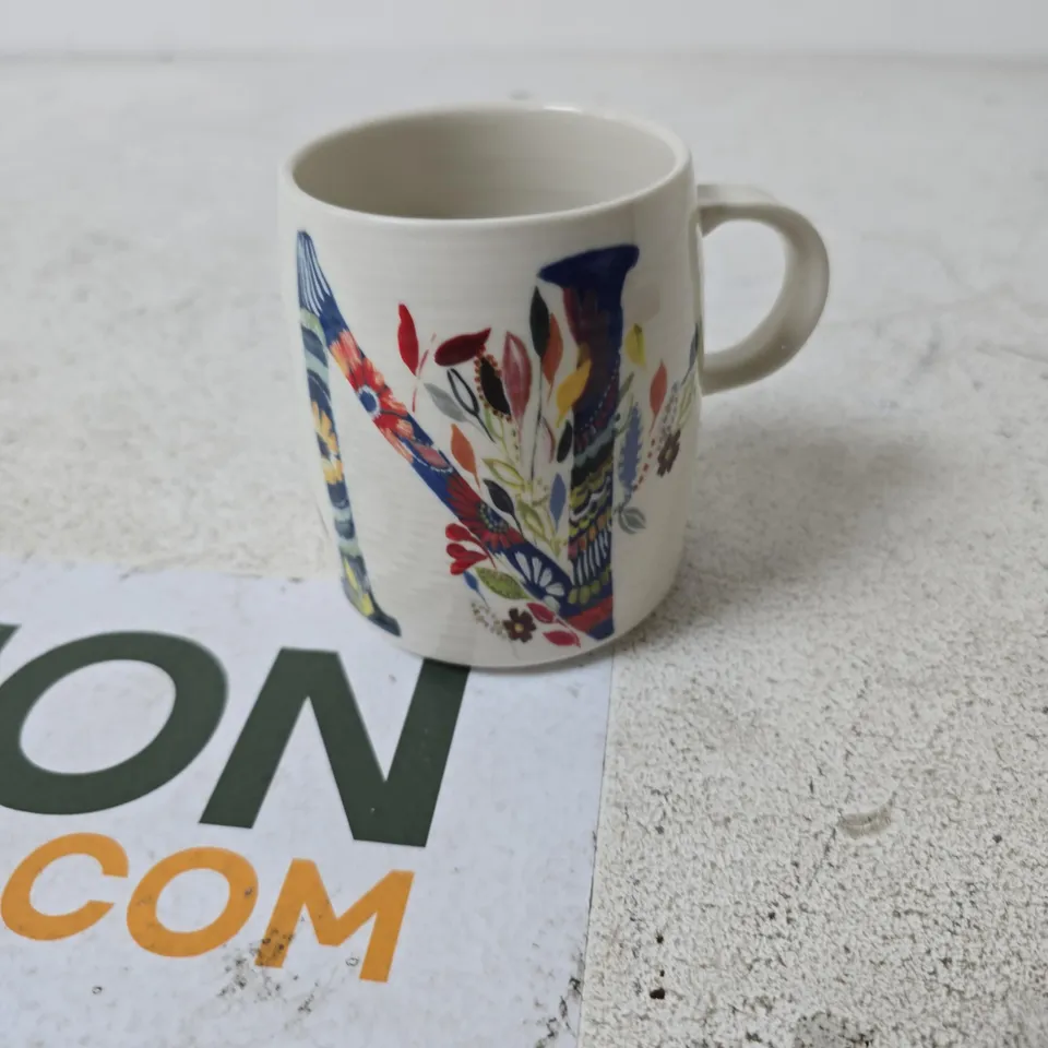 CERAMIC MUG WITH MULTICOLOURED FLORAL PATTERN – BASE SIGNED