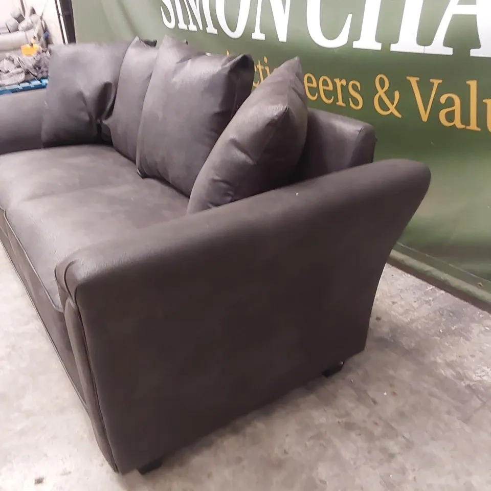 DURY LEATHER LOOK 3 SEATER SOFA - BLACK RRP £599