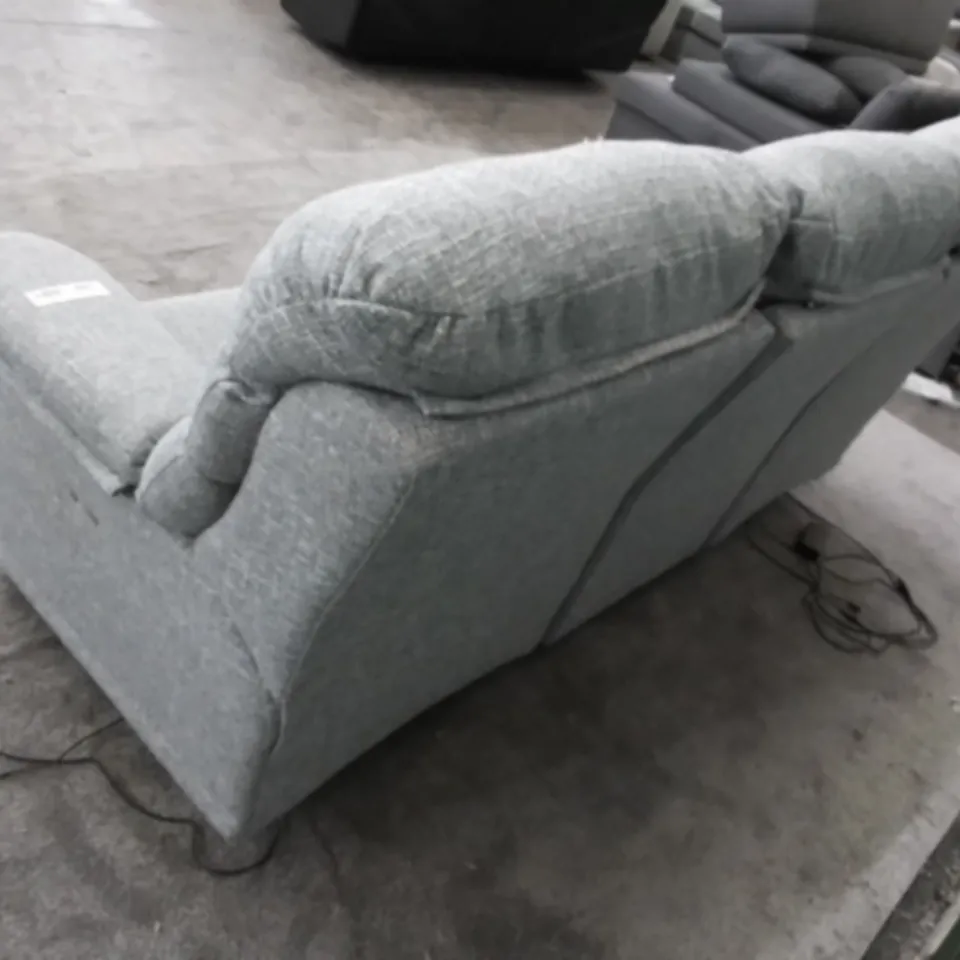 DESIGNER G PLAN MADE MALVERN AROLA SKY FABRIC ELECTRIC RECLINING THREE SEATER SOFA