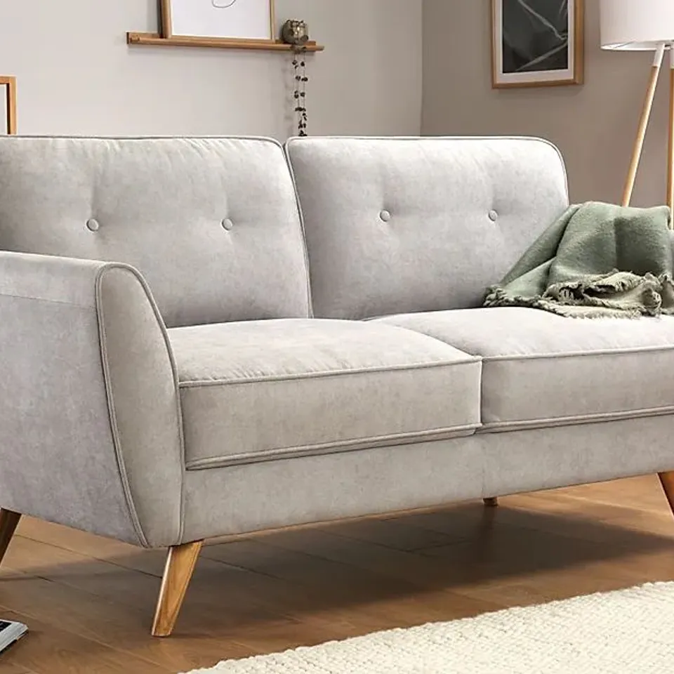 BOXED DESIGNER HARLOW PLUSH DOVE GREY FABRIC 2 SEATER SOFA (1 BOX)
