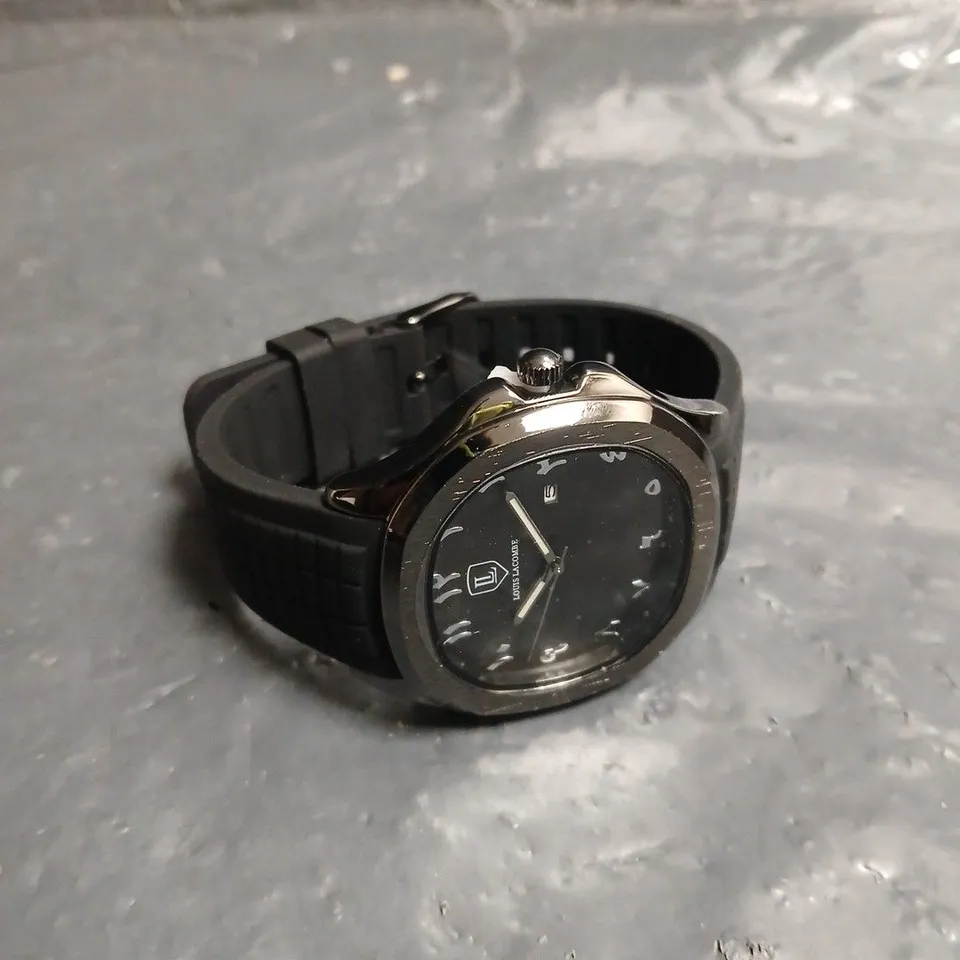 MENS LOUIS LACOMBE WATCH – BLACK DIAL - RUBBER STRAP