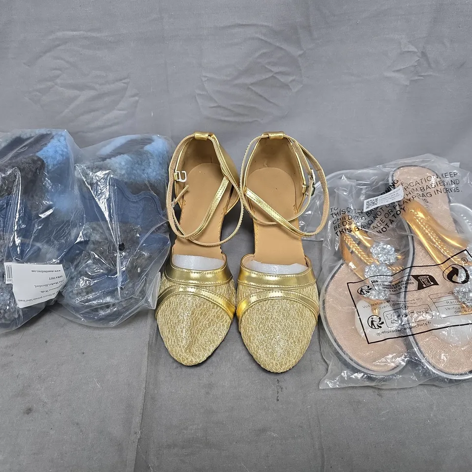 BOX OF APPROXIMATELY 15 ASSORTED PAIRS OF SHOES AND FOOTWEAR ITEMS IN VARIOUS COLOURS, STYLES, AND SIZES - COLLECTION ONLY