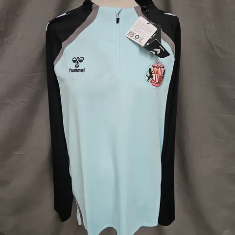 HUMMEL SUNDERLAND AFC LEAD 2.0 1/2 ZIP IN BLACK/AQUA SIZE 3XL