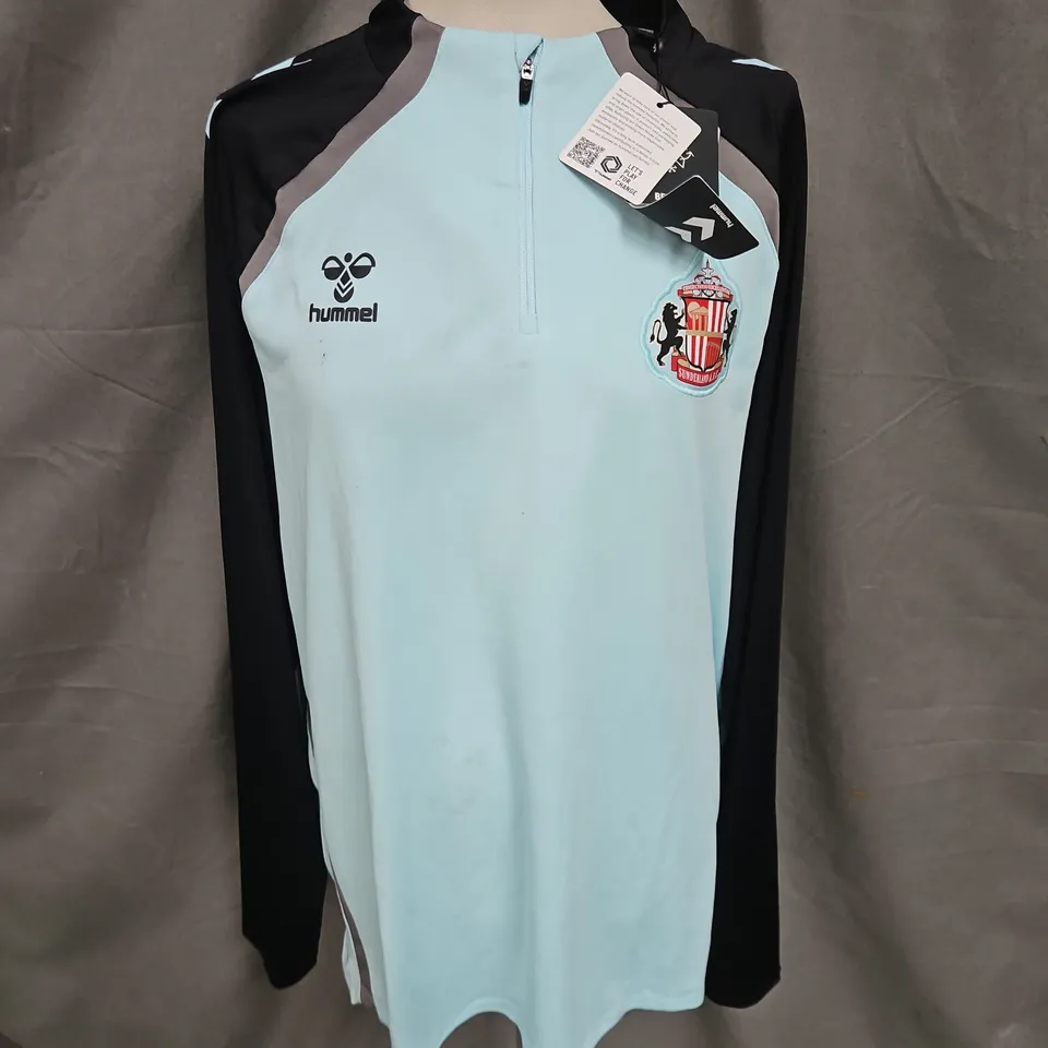HUMMEL SUNDERLAND AFC LEAD 2.0 1/2 ZIP IN BLACK/AQUA SIZE 3XL