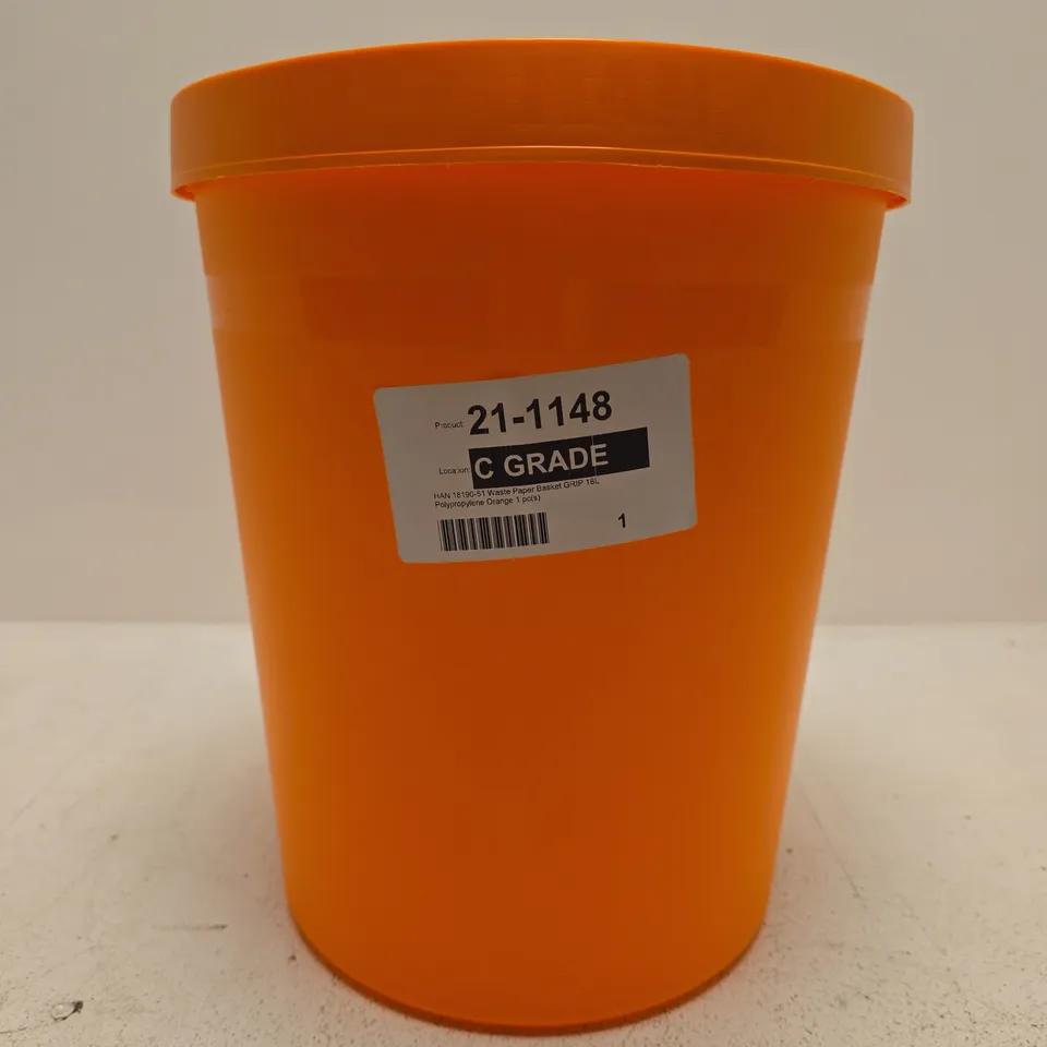 ORANGE POLYPROPYLENE WASTER PAPER BIN - 18L