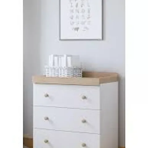 BOXED LITTLE ACORNS FLORENCE DRESSER/CHANGER - WHITE & OAK (2 BOXES)