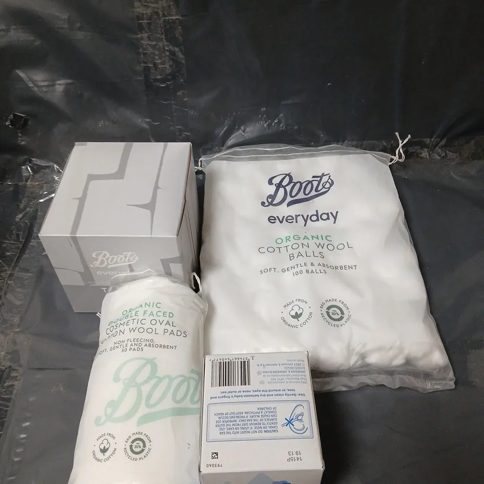 APPROXIMATELY 9 ASSORTED COTTON BUDS, TISSUES AND COTTON EAR BUDS
