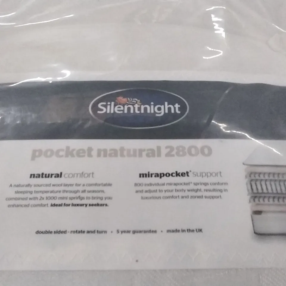 QUALITY BAGGED SILENTNIGHT POCKET NATURAL 2800 KING SIZE 5FT MATTRESS