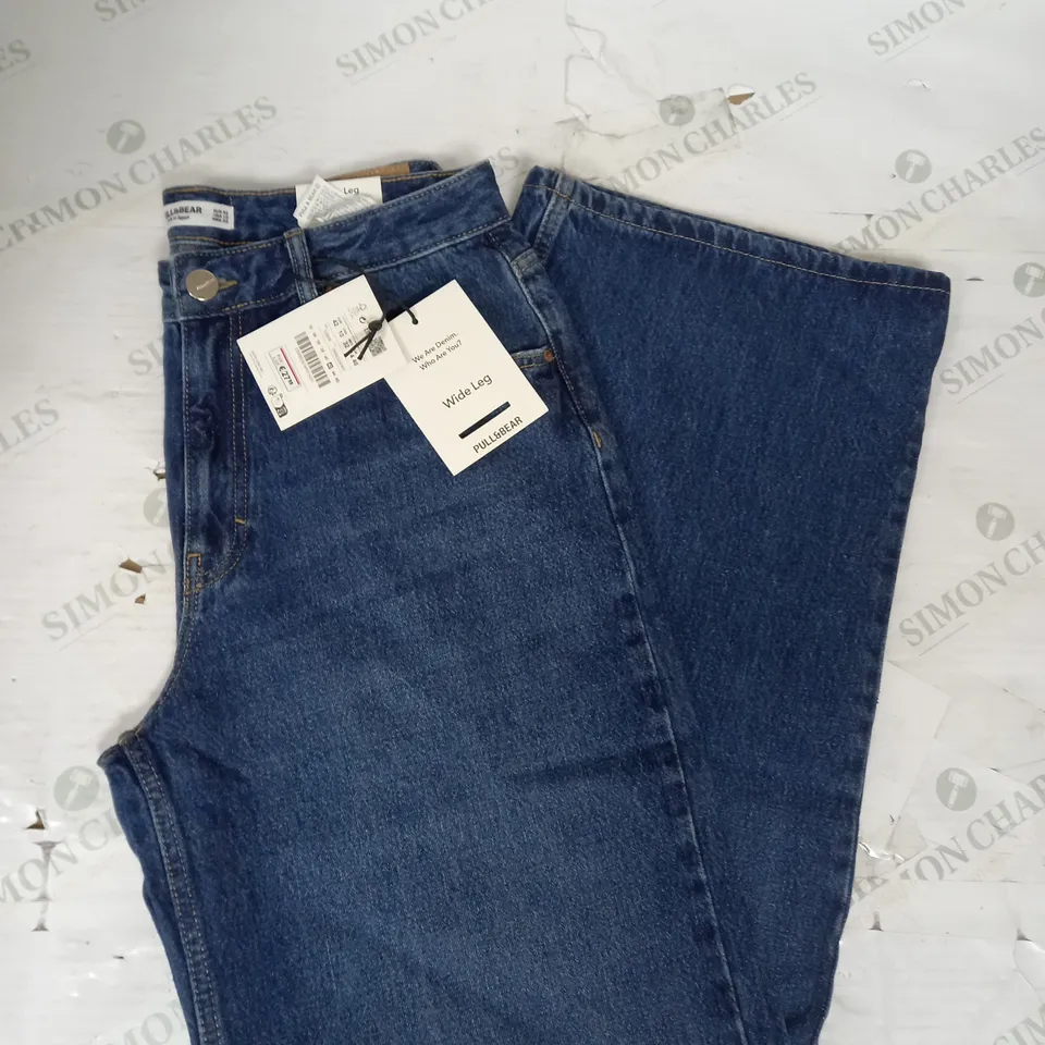 PULL&BEAR WIDE LEG JEANS IN BLUE DENIM SIZE 14