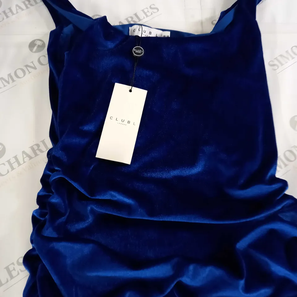 CLUB OF LONDON ROYAL BLUE SQUARE NECK BODYCON MIDI DRESS - UK 14