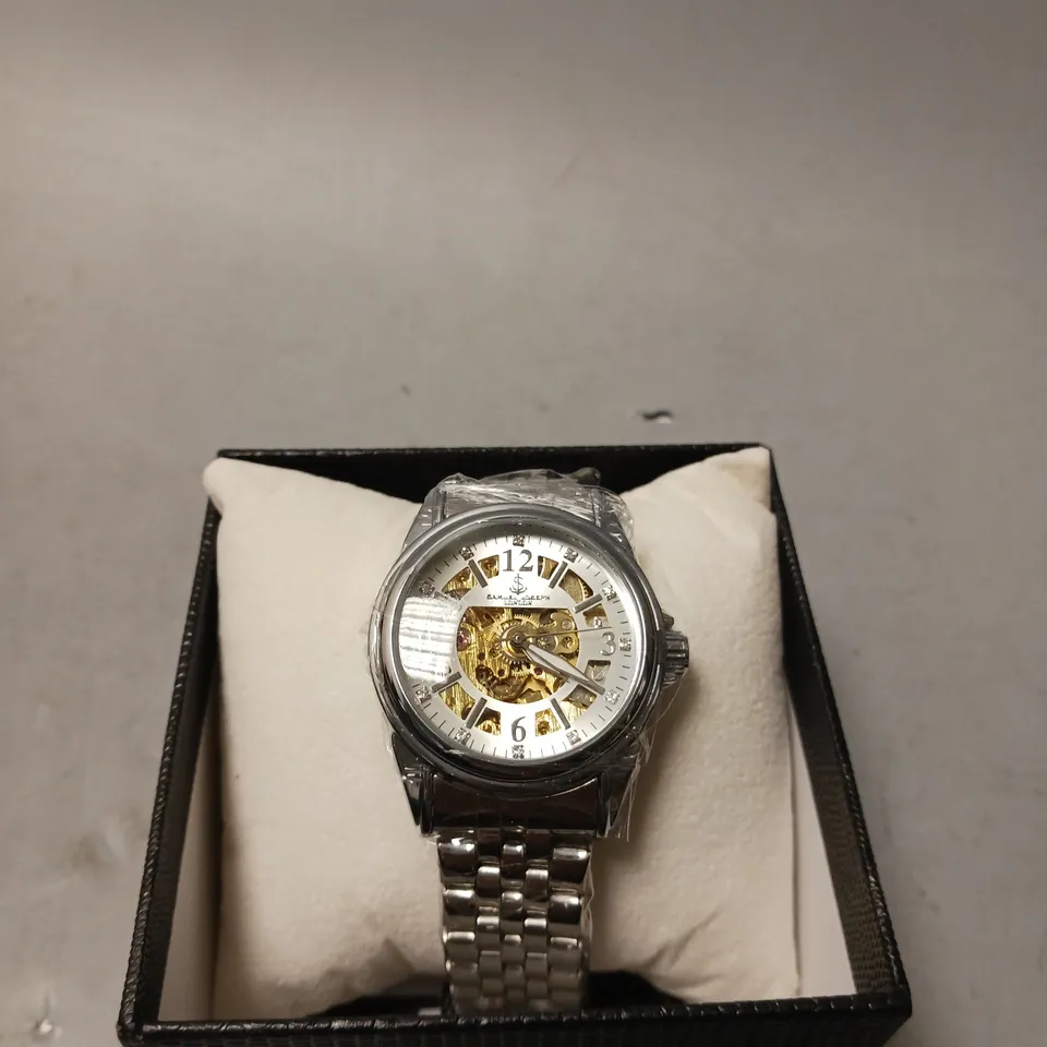 BOXED SAMUEL JOSEPH SKELETON JUBILEE STEEL WATCH