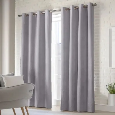 NALAIYAH VELVET EYELET CURTAINS - SILVER