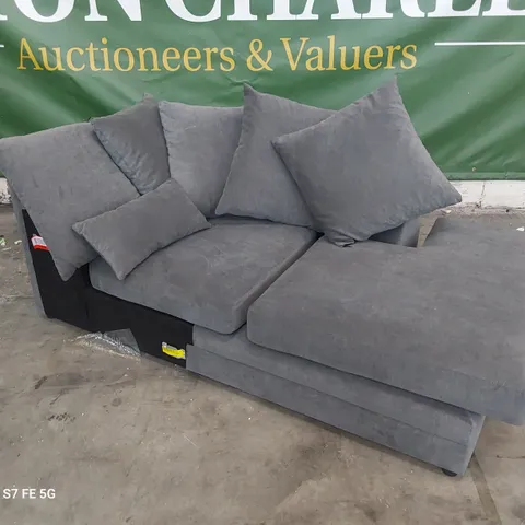 GREY FABRIC CHAISE SECTION WITH SCATTER CUSHIONS