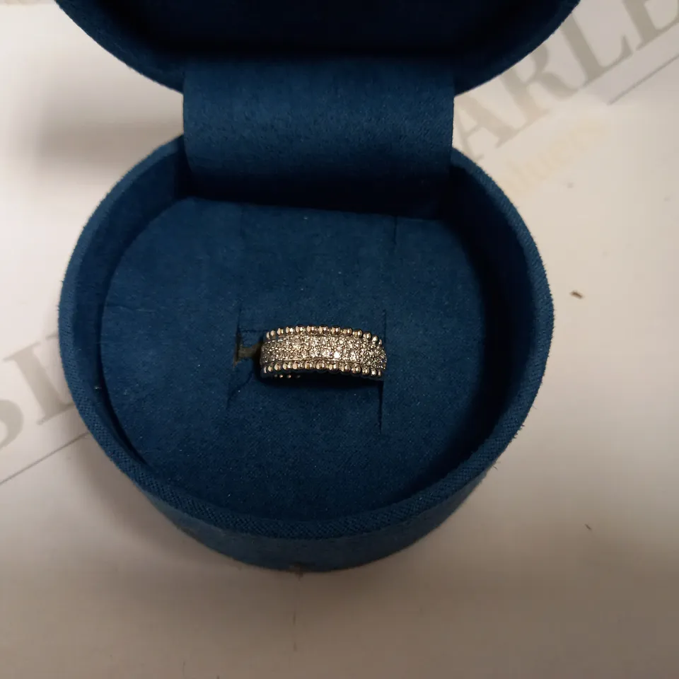 PANDORA SILVER BAND RING WITH STONES