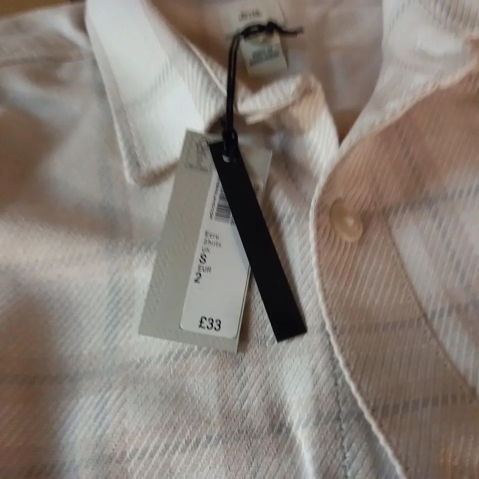 bagged river island twill check shirt in ecru  - s