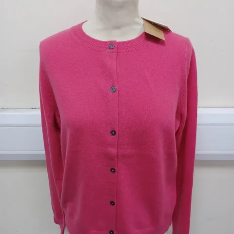 BODEN CASHMERE BUTTON FRONT CARDIGAN IN PINK SIZE M