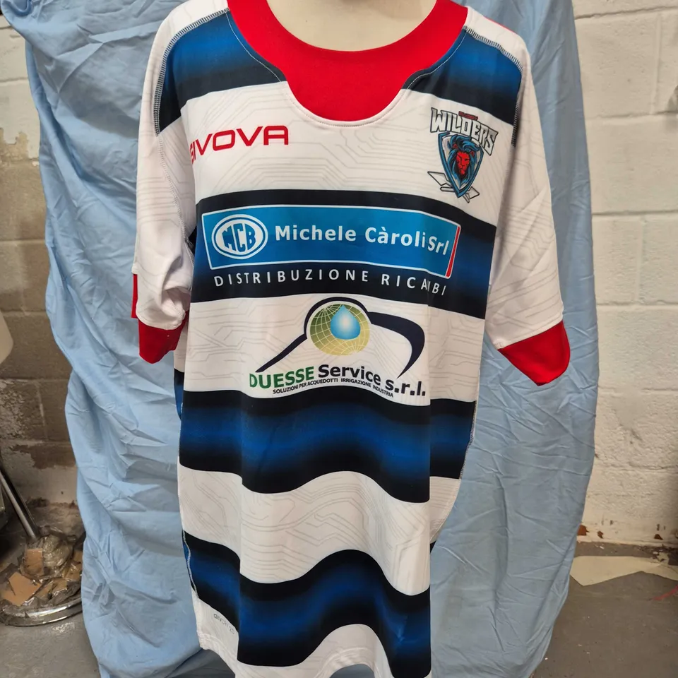 GIVOVA RUGBY JERSEY – WHITE/BLUE – XL – OFFICIAL LICENSED PRODUCT (WILDERS MC)