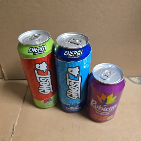 APPROXIMATELY 18 ASSORTED DRINKS TO INCLUDE GHOST CHERRY LIMEADE, RUBICON SPARKLING PASSION, GHOST BLUEBERRY RASPBERRY, ETC - COLLECTION ONLY