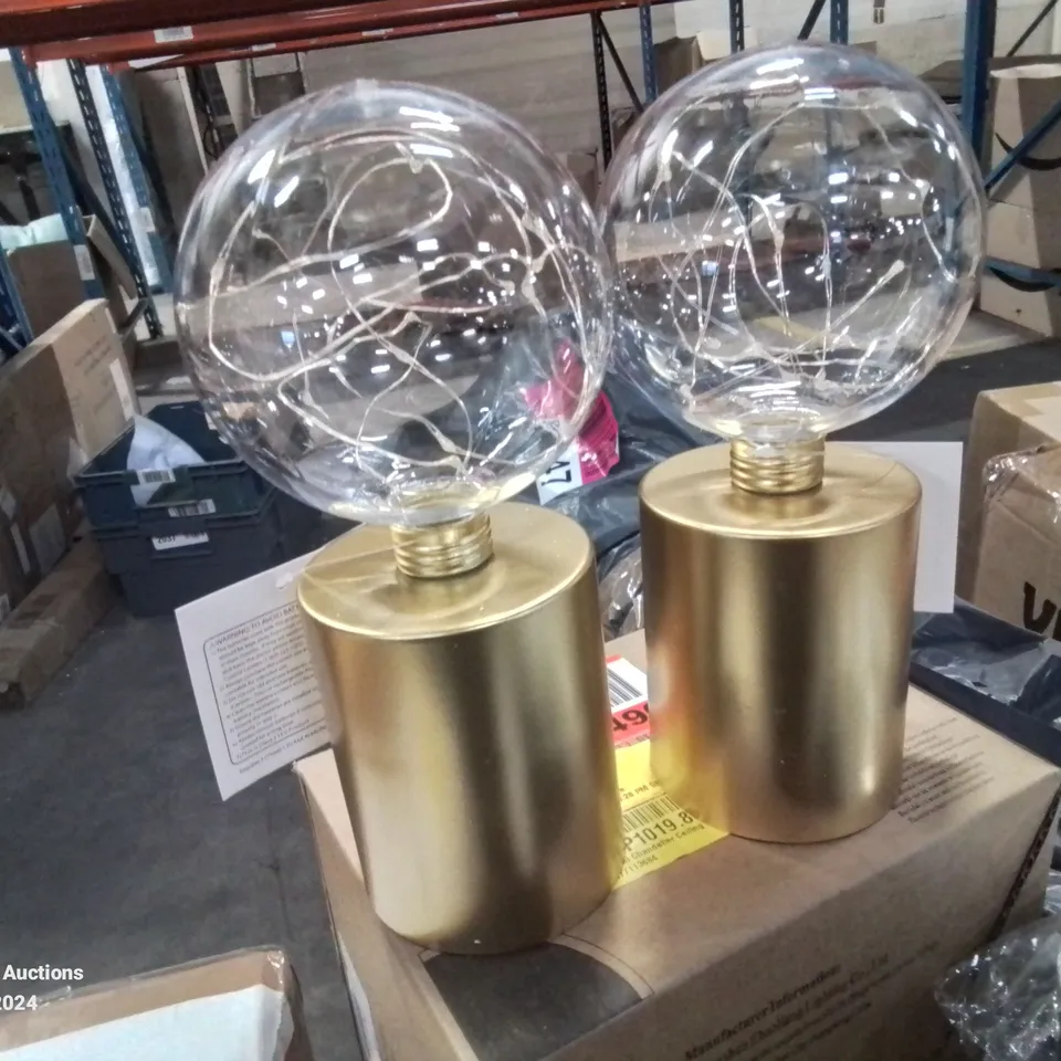 BOXED DOMINQUEZ 2 SET OF 21CM GOLD TABLE LAMPS