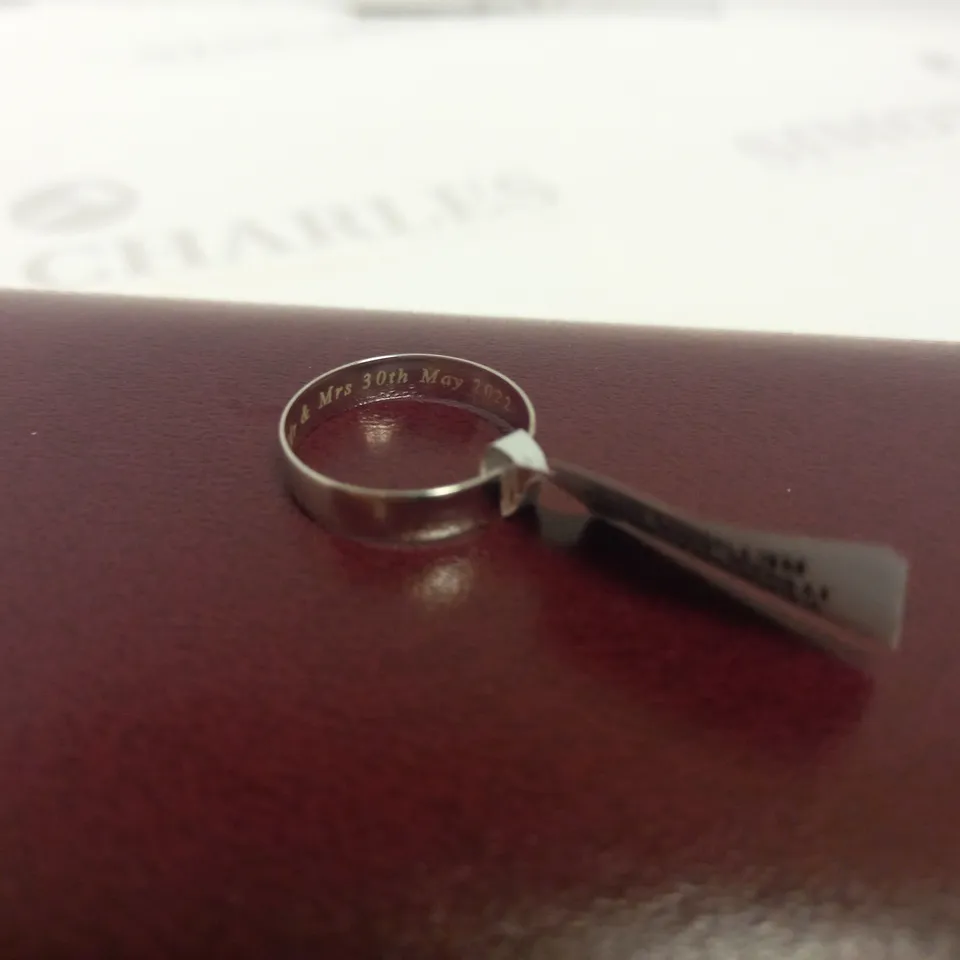 LOVE GOLD 9 CARAT WHITE GOLD COURT WEDDING BAND 4MM - PERSONALISED RRP £199