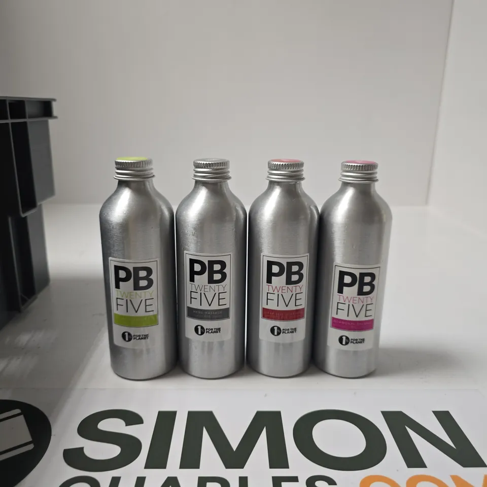 PB TWENTY FIVE OIL – FOUR ALUMINIUM BOTTLES WITH COLOURED CAPS (FOUR-PACK)