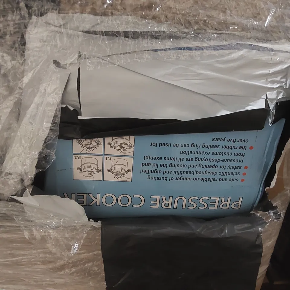 PALLET TO CONTAIN HOUSEHOLD FLAT-PACKED FURNITURE AND HOMEWERE TO INCLUDE; WHEELCHAIR, PRESSURE COOKER ECT