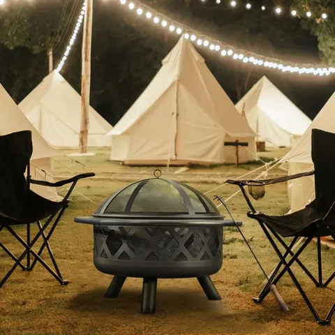 BOXED KLINGER ROUND STEEL WOOD BURNING SMOKELESS FIRE PIT WITH LID