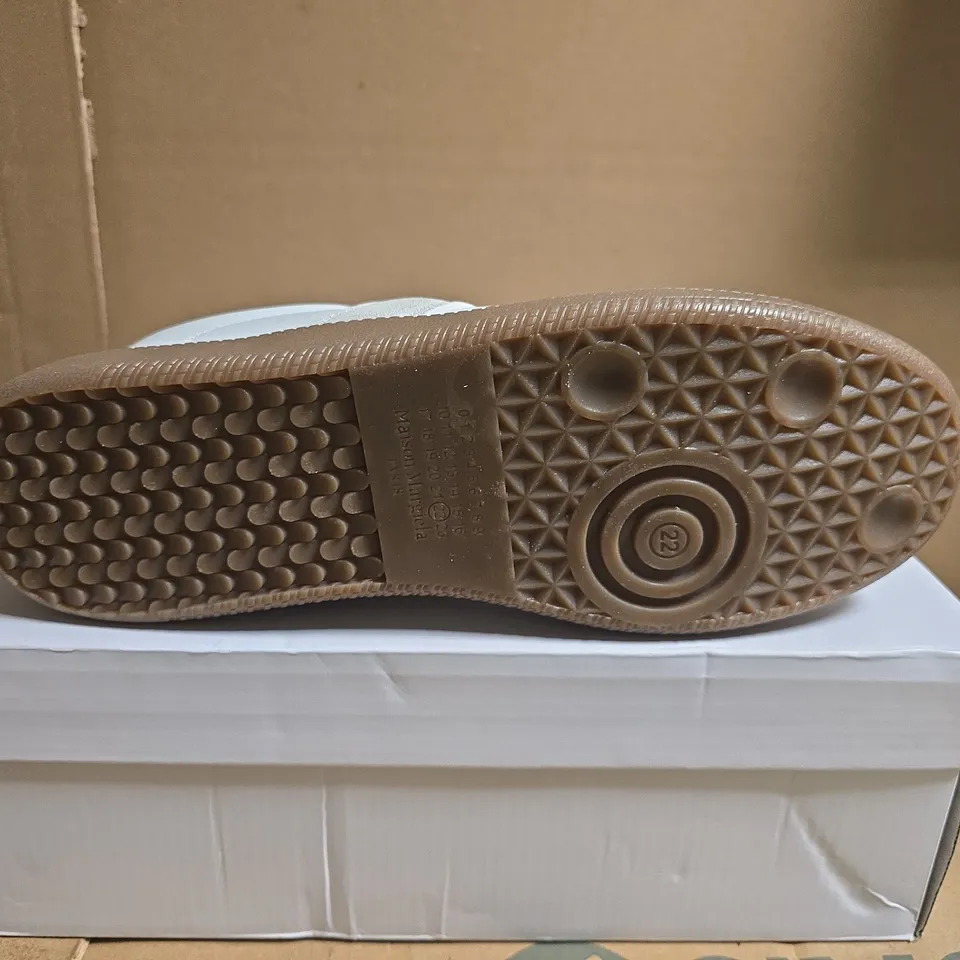 BOXED PAIR OF MAISON MARGIELA BEIGE/GREY SNEAKERS WITH GUM SOLE – SIZE 43