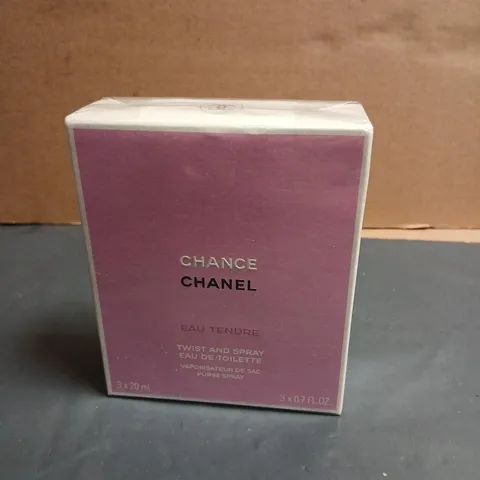 BOXED AND SEALED CHANEL CHANCE EAU TENDRE EAU DE TOILETTE TWIST AND SPRAY 3 X 20ML