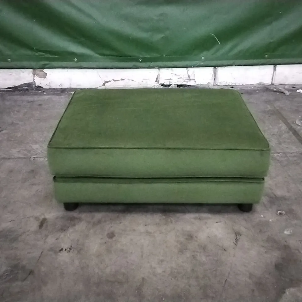 QUALITY DESIGNER LOUNGE CO FOOTSTOOL IN MOSS GREEN VELVET