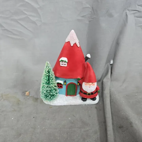 APPROXIMATELY 16 LIGHT UP HOUSE WITH SANTA CHRISTMAS DECORATION ORNAMENTS