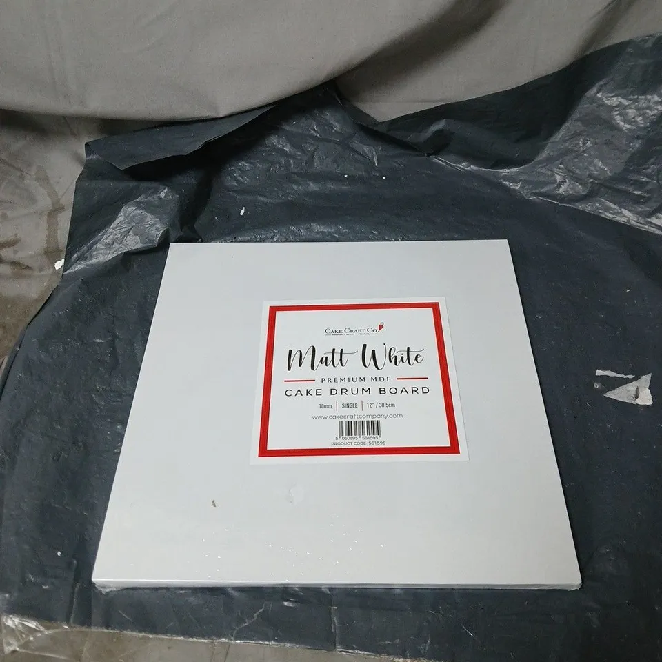 APPROXIMATLEY 5 X CAKE CRAFT COMPANY: MATT WHITE PREMIUM MDF CAKE DRUM BOARD – 12" SQUARE (30.5 CM) – CAKE CRAFT CO.