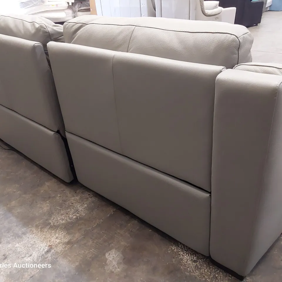 QUALITY ITALIAN DESIGNER DEGANO POWER RECLINING THREE SEATER SOFA GREY LEATHER 