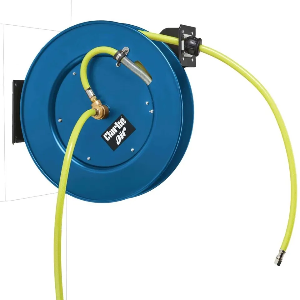 CLARKE HVR15 15M HIGH VISIBILITY RETRACTABLE WALL MOUNTED AIR HOSE REEL