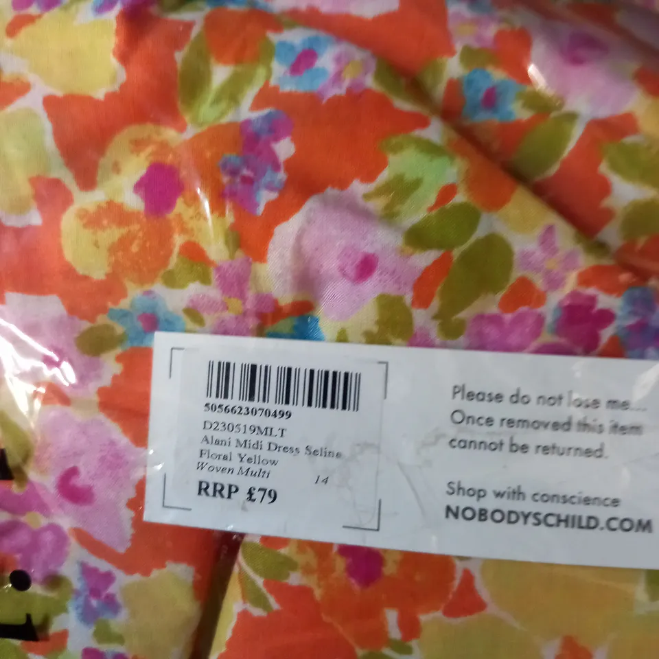 BAGGED NOBODYS CHILD ALANI MIDI DRESS SIZE 14