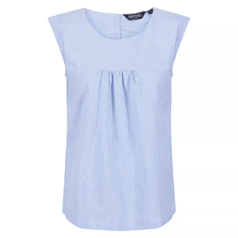 REGATTA WOMEN'S BRIDGIDINE SLEEVELESS SHIRT SONIC BLUE STRIPE SIZE 10