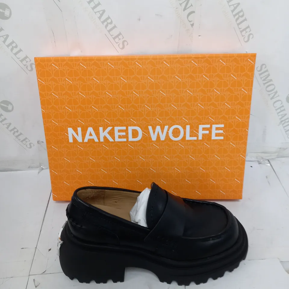 BOXED PAIR OF NAKED WOLFE SWISH BLACK UK 5.5