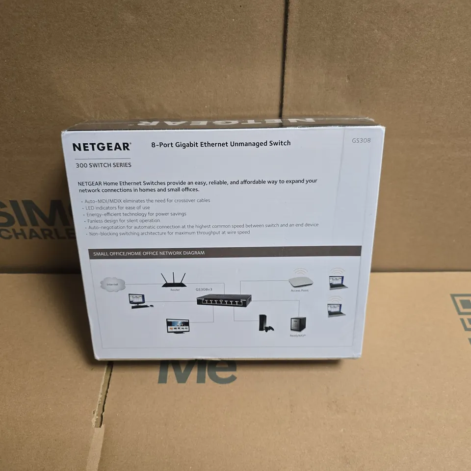 SEALED NETGEAR GS308 8-PORT GIGABIT ETHERNET UNMANAGED SWITCH – BOXED