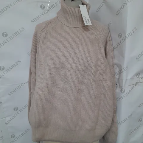 NOBODY'S CHILD RAGLAN TURTLENECK JUMPER IN BEIGE SIZE 16-18