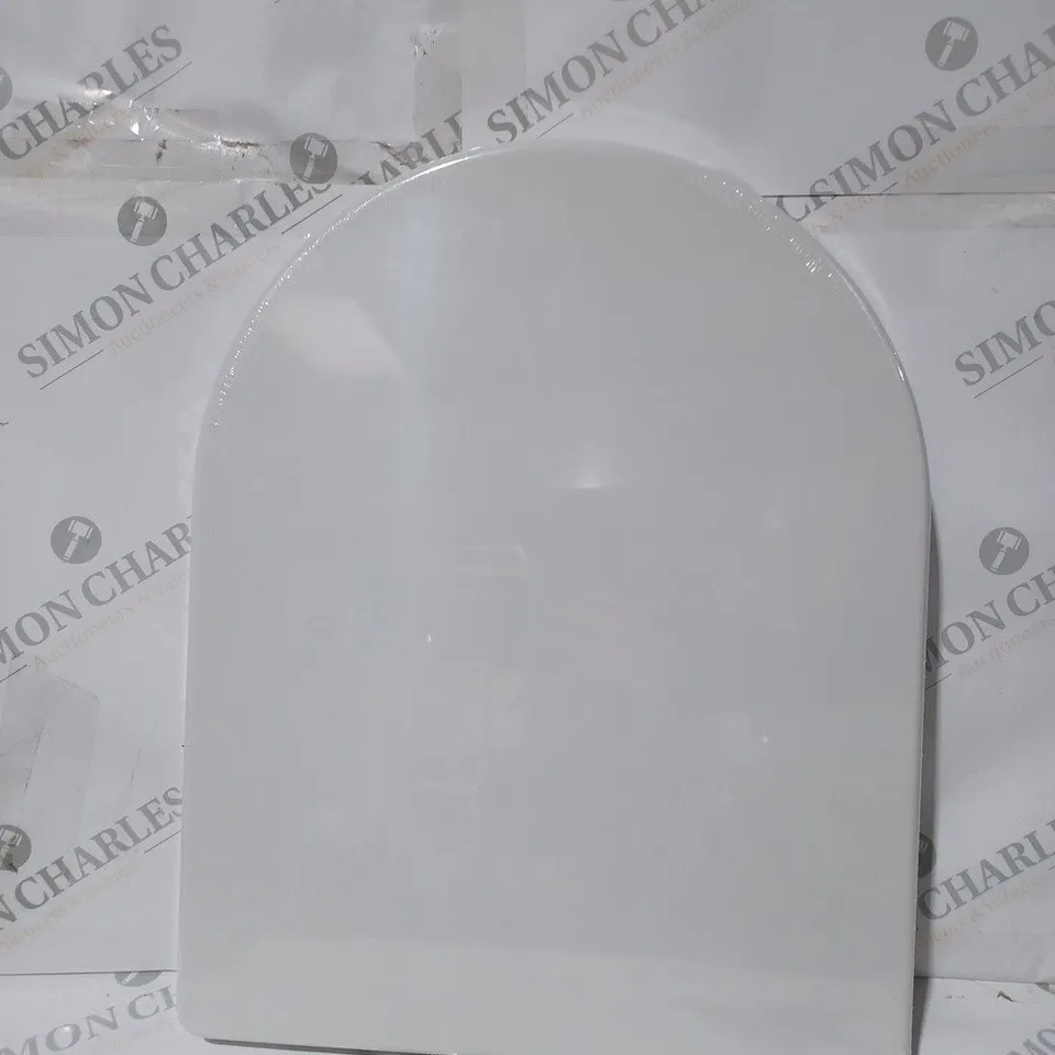 BOXED MAIN STREAM BY AQUALONA SOFT CLOSE TWO-BUTTON HINGE RELEASE D-SHAPE TOILET SEAT IN WHITE