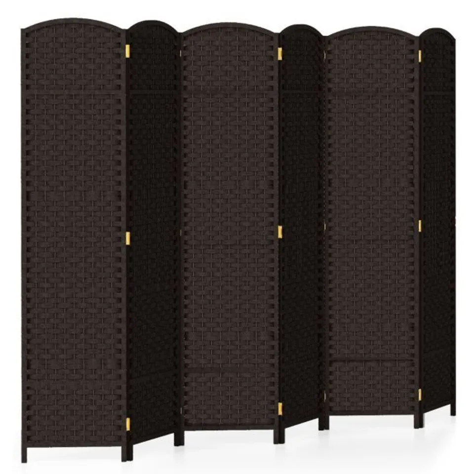 BOXED COSTWAY 6 PANEL BROWN HAND WOVEN FOLDING ROOM DIVIDER