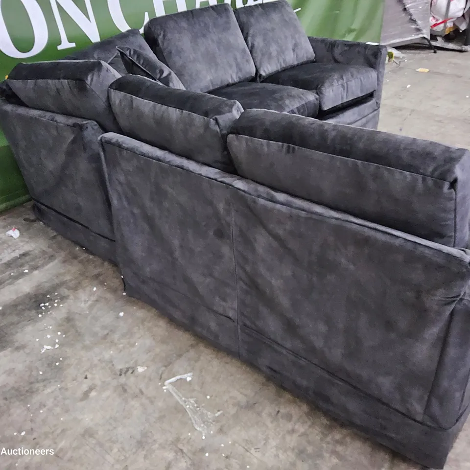 DESIGNER THE GIFFORD COAL PLUSH FABRIC SEVER SEATER CORNER SOFA 