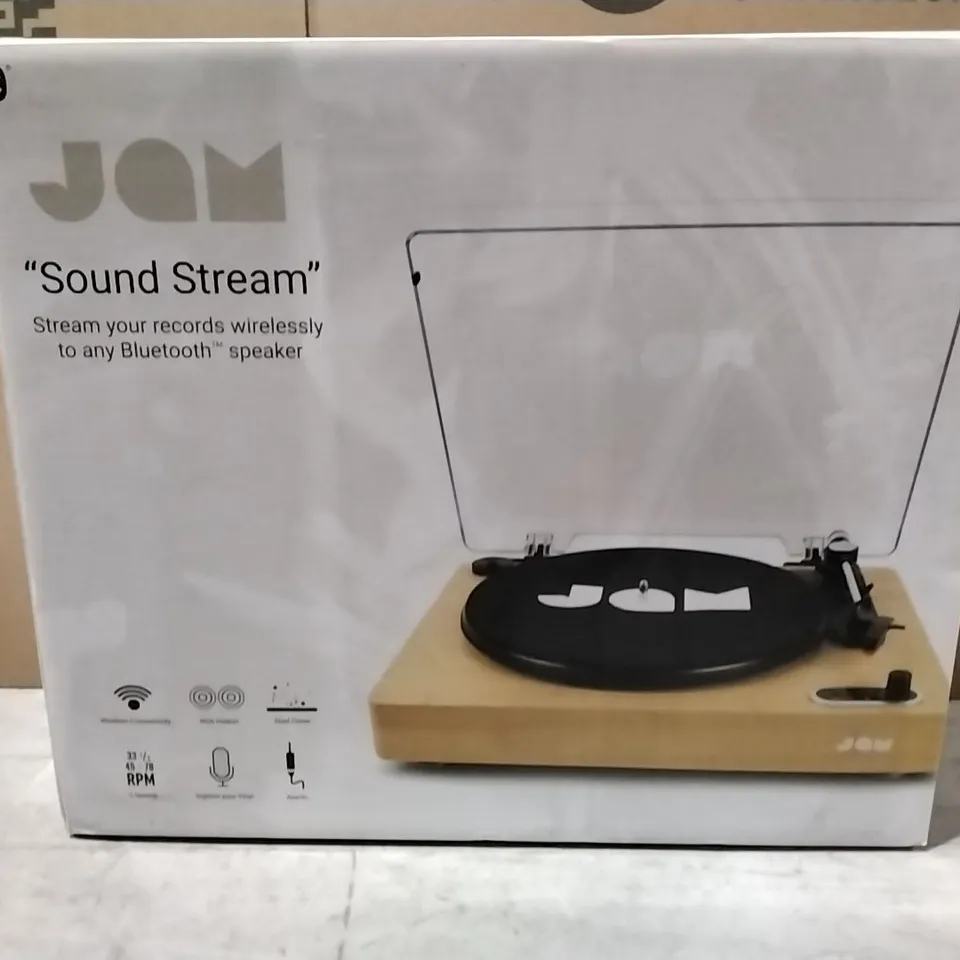 BOXED JAM SOUND STREAM BLUETOOTH TURNTABLE 