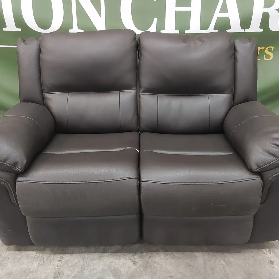 DESIGNER 2 SEATER MANUAL RECLINER FAUX LEATHER SOFA