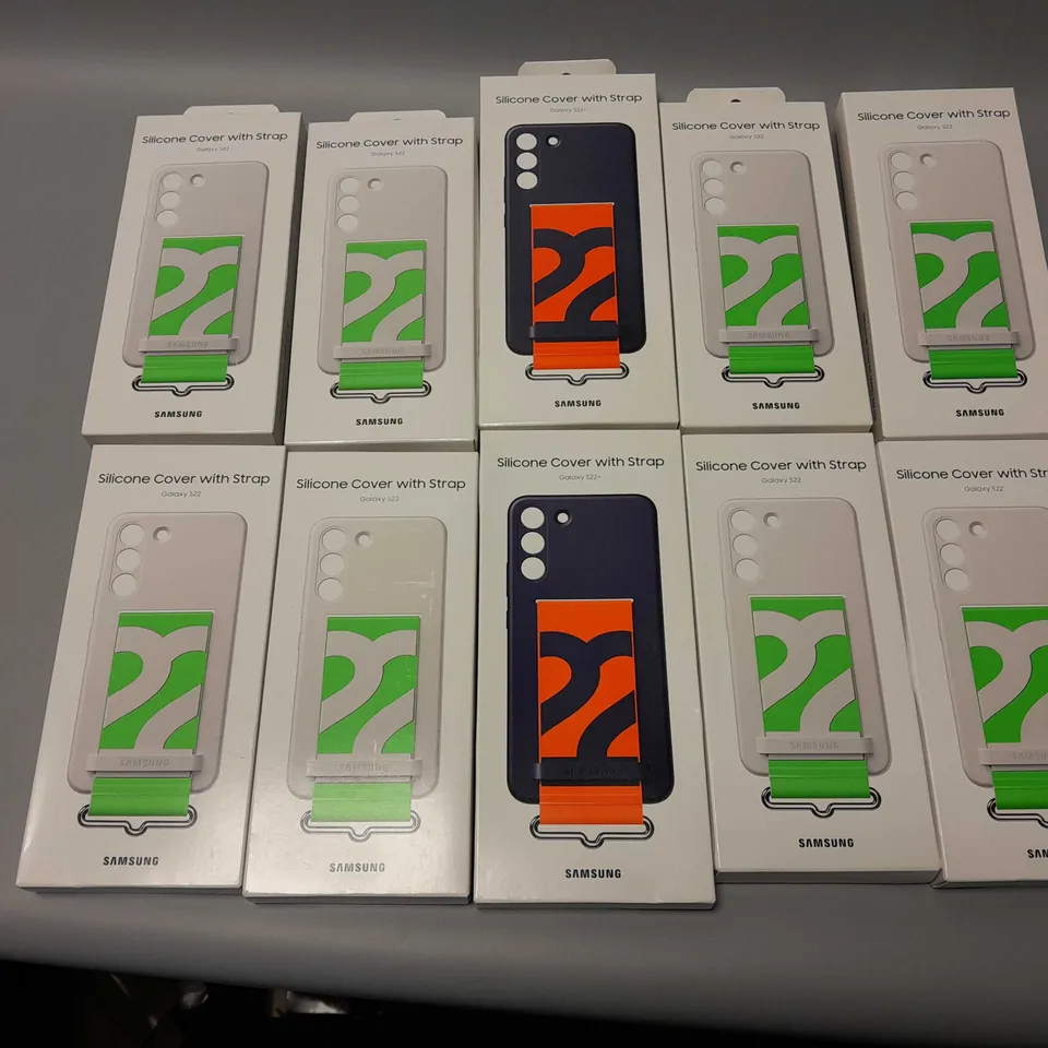 10 BOXED SAMSUNG SILICONE COVER WITH STRAP FOR GALAXY S22 AND S22+