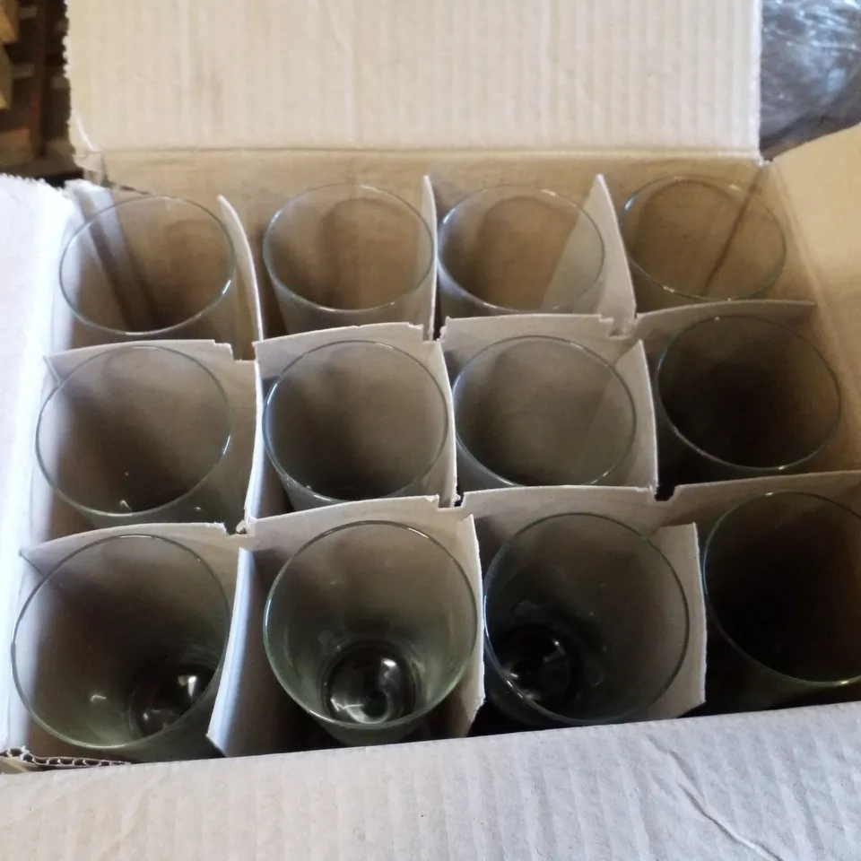 BOX CONTAINING 12 LIBBEY CHAMPAGNE GLASSES 