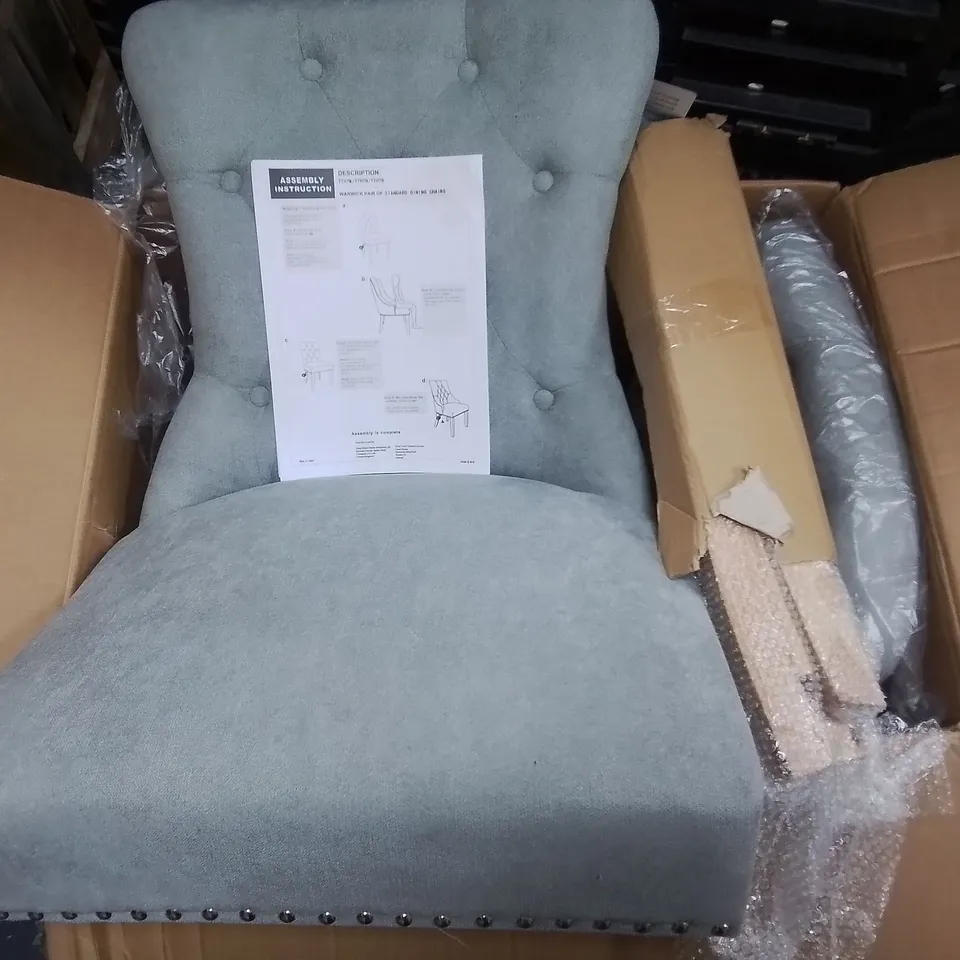 BOXED PAIR OF WARWICK STANDARD DINING CHAIRS IN GREY - COLLECTION ONLY