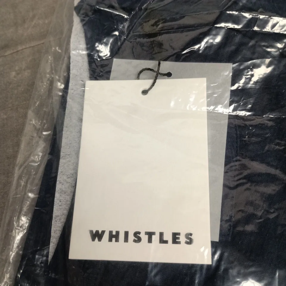 WHISTLES WILLA V-NECK CAP SLEEVE TEE – NAVY – SIZE M